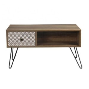 Cassava Wooden Coffee Table With Black Legs In Brown