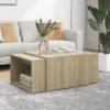 Derion Wooden Set Of 3 Wooden Coffee Tables In Sonoma Oak