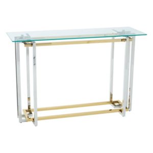 Elaina Clear Glass Console Table With Stainless Steel Base