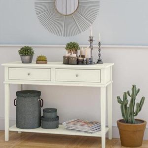 Franklyn Wooden Console Table With 2 Drawers In White