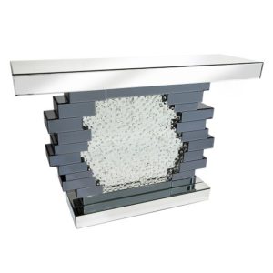 Irvine Glass Console Table With Crystals Mirror In Centre