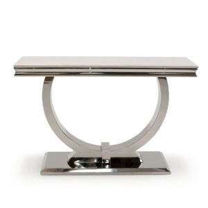 Kelsey Marble Console Table With Stainless Steel Base In Cream