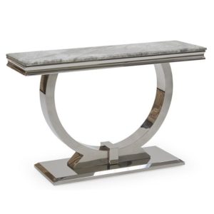 Kesley Marble Console Table In Grey With Stainless Steel Base