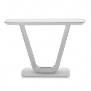 Lazzaro High Gloss Console Table In White With Glass Top
