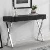 Mayline Glass Top High Gloss Console Table In Black