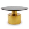 Mekbuda Round Black Marble Top Coffee Table With Gold Base