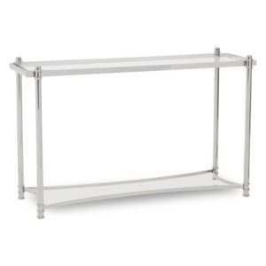 Orion Clear Glass Top Console Table With Silver Metal Frame