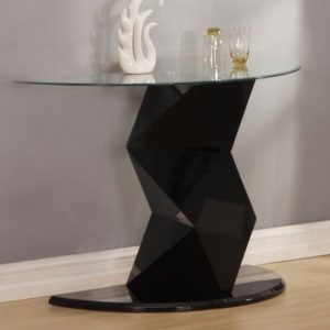 Rasida Console Table In Clear Glass And Black High Gloss