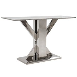 Tram Grey Marble Console Table With Stainless Steel Base