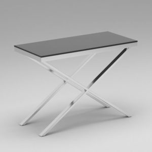 Zanti Black Glass Top Console Table With Chrome Base