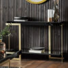 Arodena Gloss Black Console Table With Golden Frame