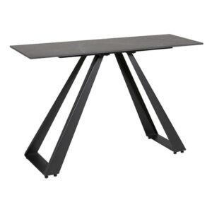 Iker Grey Stone Console Table With Black Metal Base