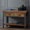 Metapoly Industrial Console Table In Acacia With 2 Drawers