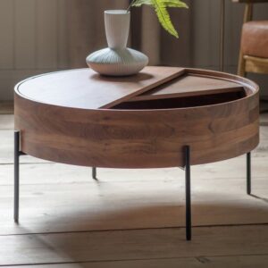 Pawhuska Round Acacia Wood Storage Coffee Table In Natural