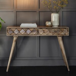 Neenah Mango Wood Console Table With 2 Drawers In Burnt Wax