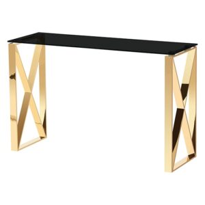 Nardo Black Glass Console Table With Gold Stainless Steel Frame