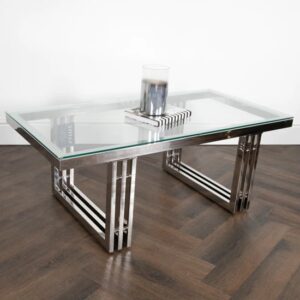 Zurich Clear Glass Coffee Table With Silver Metal Frame