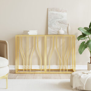 Kacy Clear Glass Console Table With Gold Frame