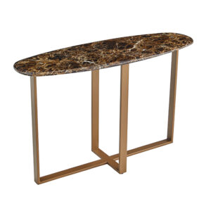 Satria Crystal Stone Console Table Oval In Sienna