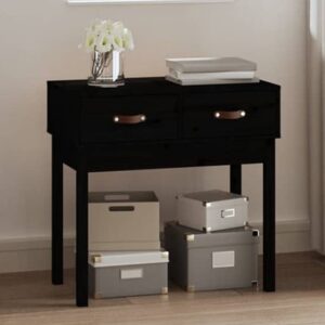 Alanya Pinewood Console Table With 2 Drawers In Black
