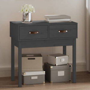 Alanya Pinewood Console Table With 2 Drawers In Grey