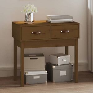 Alanya Pinewood Console Table With 2 Drawers In Honey Brown