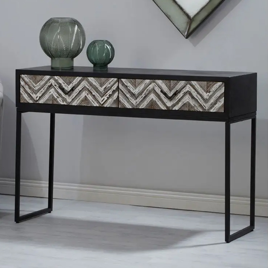 Orphee Wooden Console Table With 2 Drawers In Black