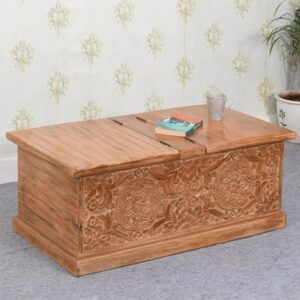 Alaro Solid Mangowood Coffee Table With Storage In Oak