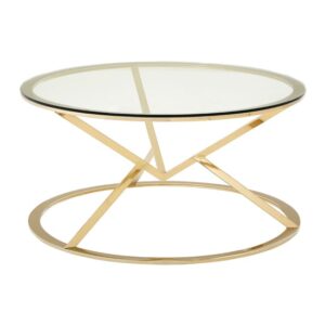 Alluras Corseted Round Coffee Table In Champagne Gold