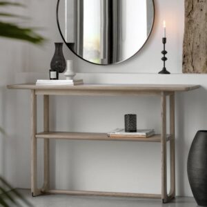 Cairo Wooden Console Table With Shelf In Smoked Oak