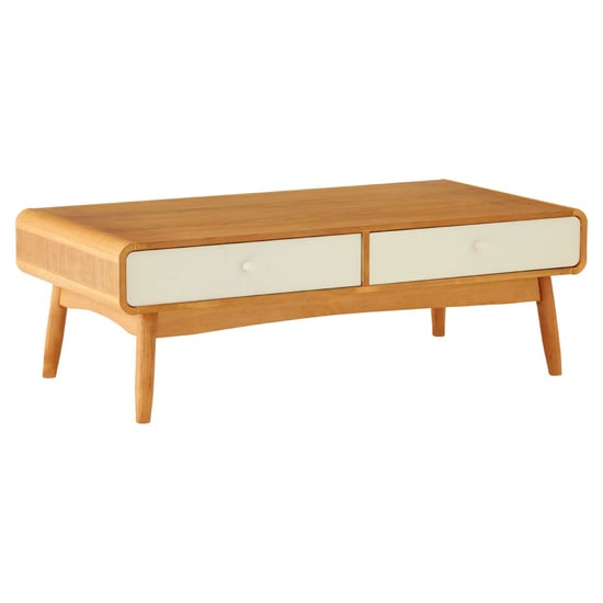 Maloga Wooden Coffee Table With 4 Drawers In White And Oak