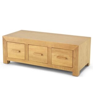 Modals Wooden Coffee Table In Light Solid Oak With 6 Drawers
