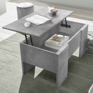 Taze Lift-Up Storage Coffee Table In Cement Effect