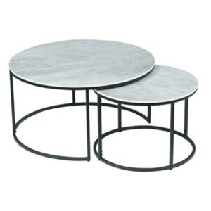 Tifton Set Of 2 Sintered Stone Coffee Tables Round In Boya Grey