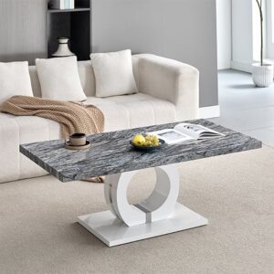 Halo High Gloss Coffee Table In Melange Marble Effect