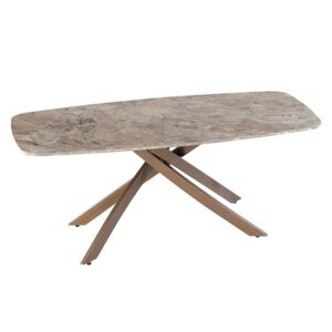 Ferris Marble Coffee Table in Brown With Brass Legs
