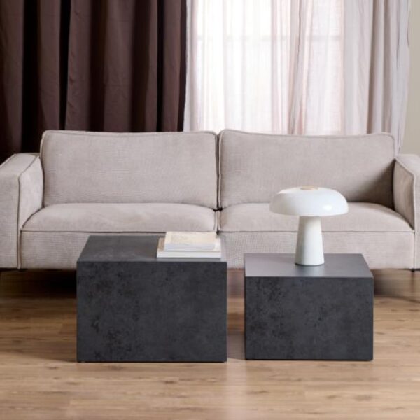 Delft Wooden Nesting Coffee Tables In Grey Black