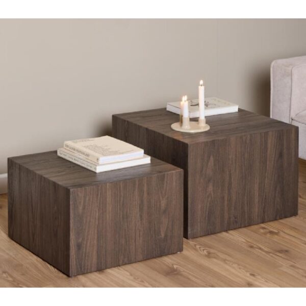 Delft Wooden Nesting Coffee Tables In Smoked Ash