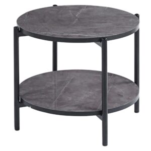 Vilna Small Gloss Grey Marble Effect Coffee Table With Black Frame