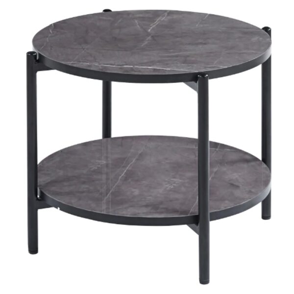 Vilna Small Gloss Grey Marble Effect Coffee Table With Black Frame