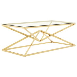 Allston Glass Coffee Table With Corseted Champagne Frame