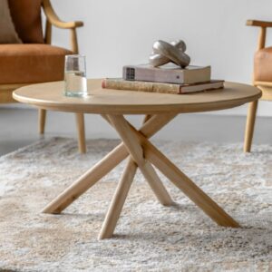 Katonah Wooden Round Coffee Table In Natural