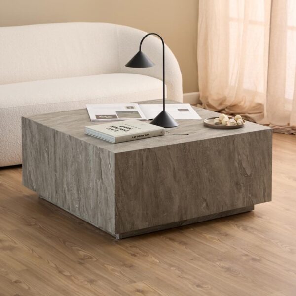 Delft Wooden Square Coffee Table In Grey Marble Effect