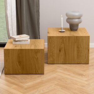 Delft Wooden Square Nesting Coffee Tables In Matt Oak