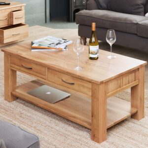Fornatic Wooden Coffee Table With 4 Drawers In Oak