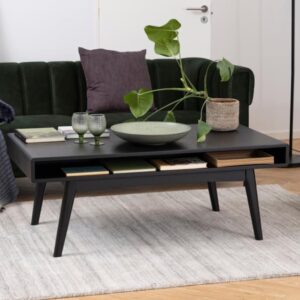Marta Wooden Coffee Table With Undershelf In Black