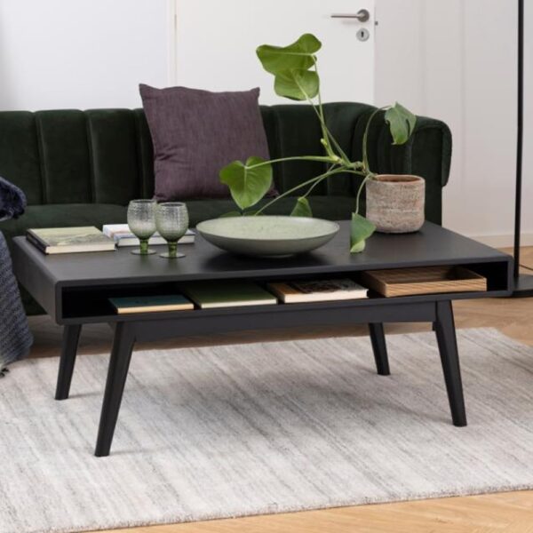 Marta Wooden Coffee Table With Undershelf In Black