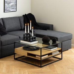 Rattvik Clear Glass Coffee Table In Matt Wild Oak