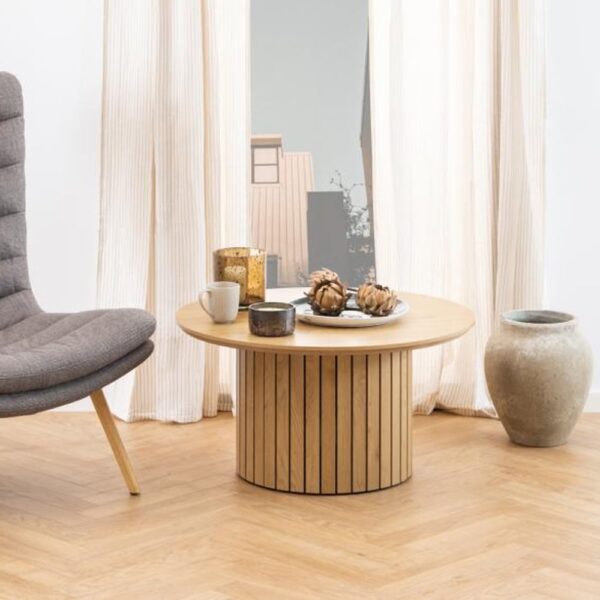 Yucaipa Wooden Round Coffee Table In Matt Wild Oak