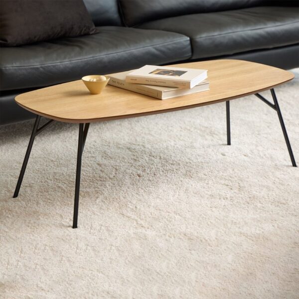 Caguas Wooden Rectangular Coffee Table In Oak And Matt Black